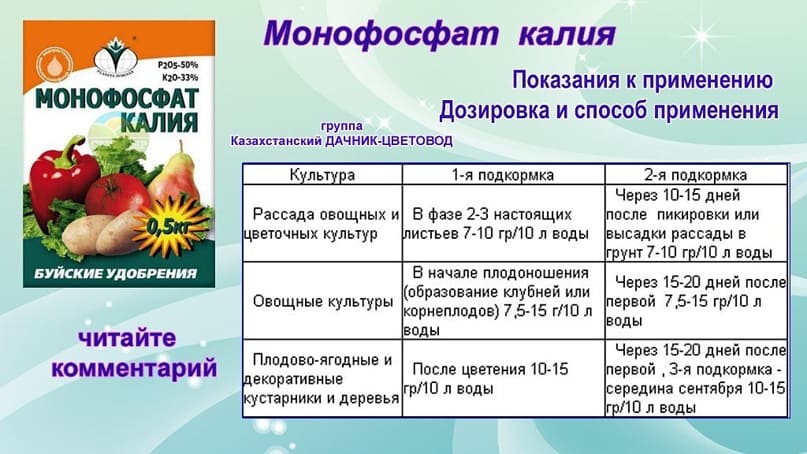 Монофосфат калия для рассады помидор